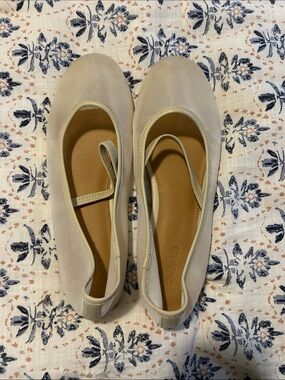 Madewell Light Beige Slip-On Ballet Flats with Elastic Strap